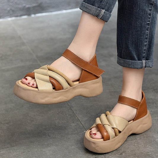 Women's Waterproof Platform Magic Stick Retro Color Matching Sandals