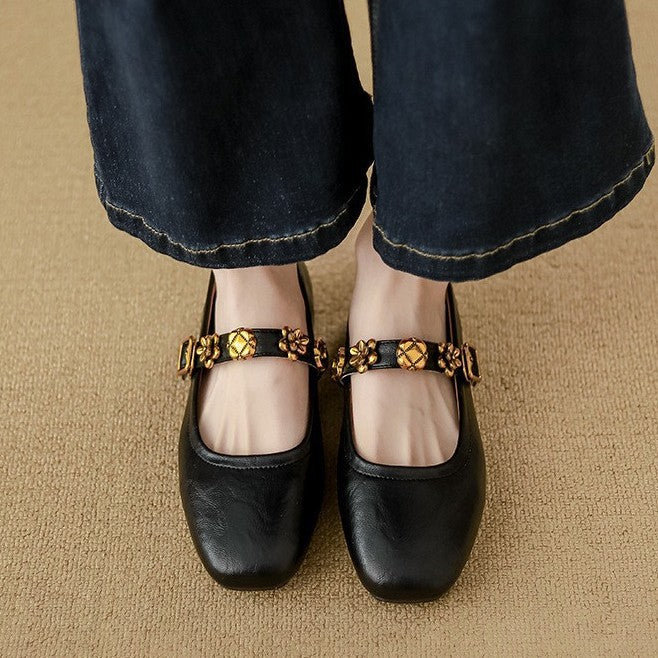 Female Buckle Flat Evening Wind Gentle Women's Shoes