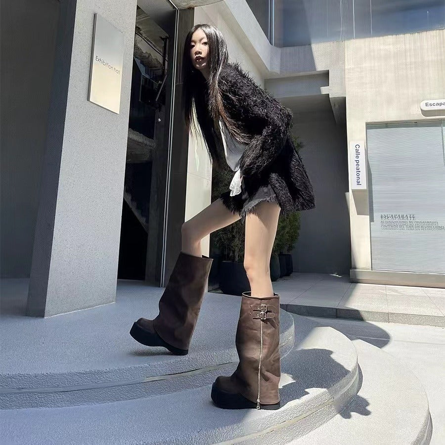 Women's The Bottom Brown Summer Thick Leg Boots