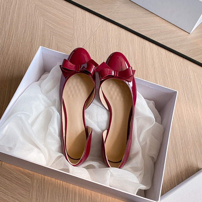 Women's Bow Low-cut Slip-on Side Empty Summer Gentle Women's Casual Shoes