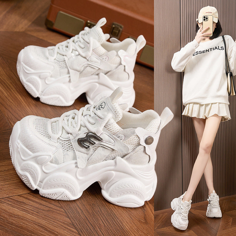 Women's Dad Fashionable Mesh Breathable Platform Height Increasing Men's Shoes