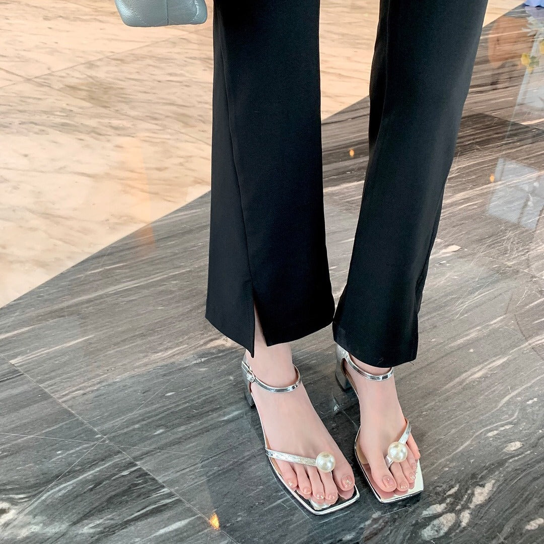 Women's Miss Su Nina Square Toe Pearl Buckle Heels