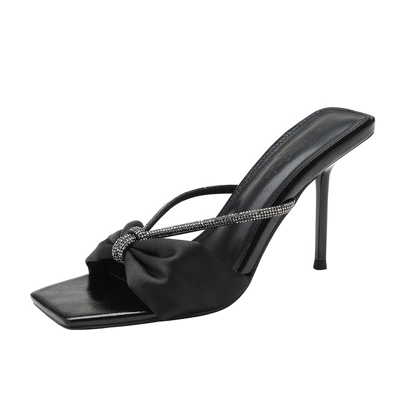 Women's Rhinestone Bow Strap For Sexy Open Toe Heels