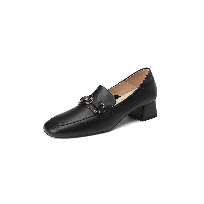 Women's Versatile Single-layer Chunky British Mid One Women's Shoes