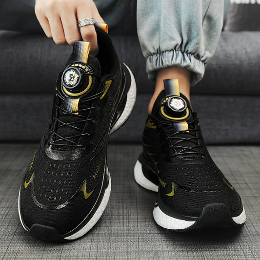 Men's Breathable Fishnet Green Less Rotating Sports Sneakers