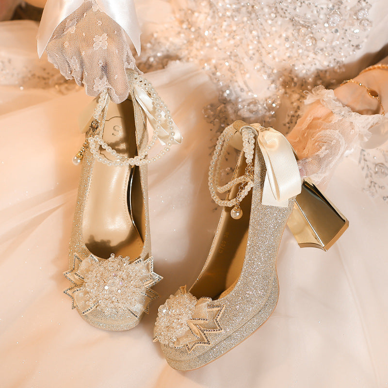 Women's Platform High Chinese Cheongsam Wedding Dress Two Women's Shoes
