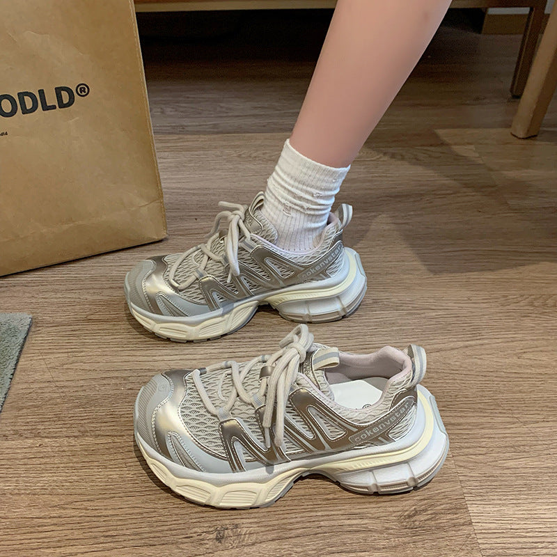 Women's Mesh Breathable Platform Dad Summer Versatile Height Increasing Women's Sports Shoes