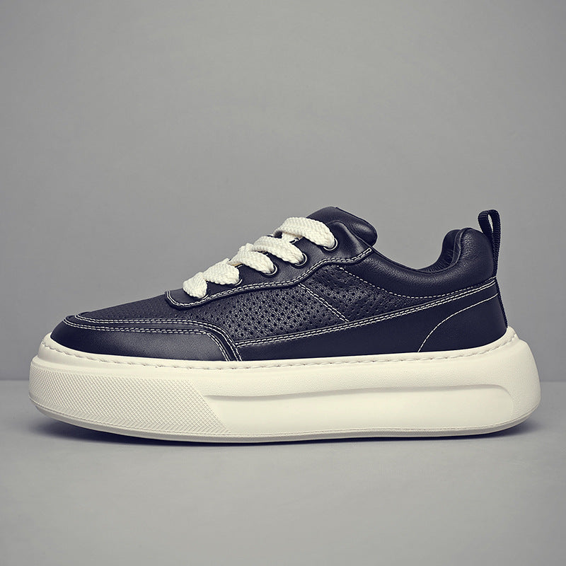 Men's Top Layer Cowhide Versatile Trendy Platform Men's Board Shoes