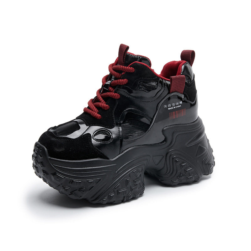 Women's Red Platform Height Increasing Insole Dad Casual Shoes