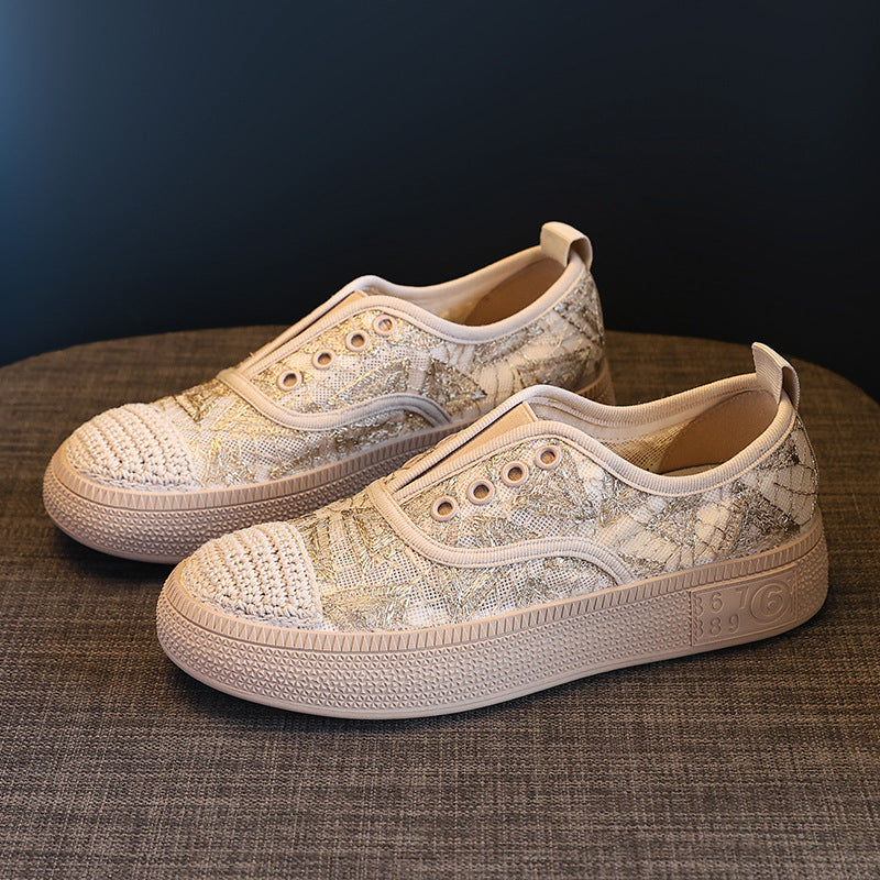 Women's Mesh Surface Breathable Platform Fisherman Slip-on Casual Shoes