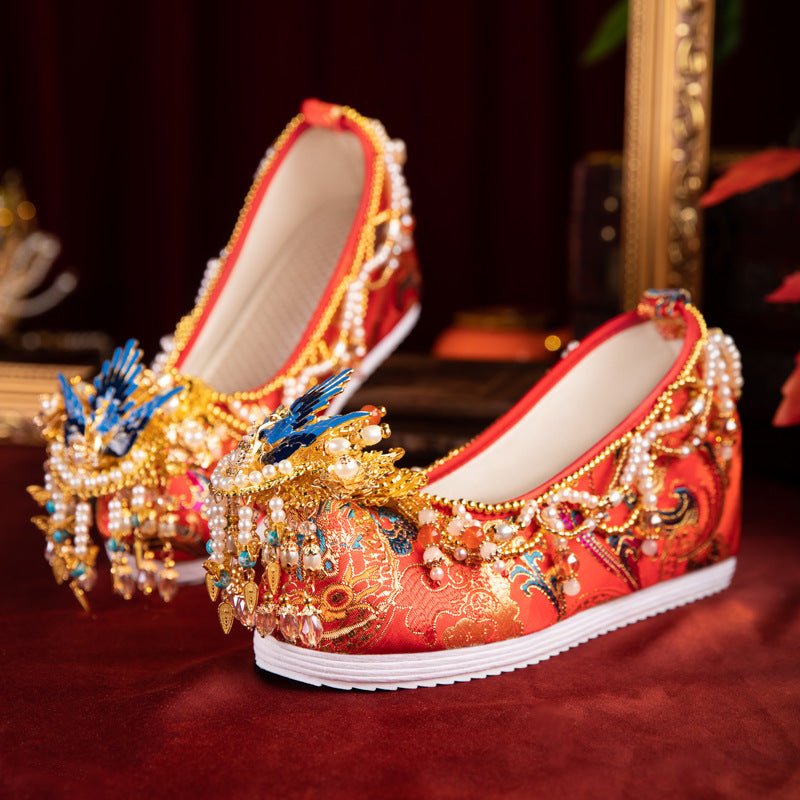 Forever Red Wedding Ancient Style Chinese Canvas Shoes