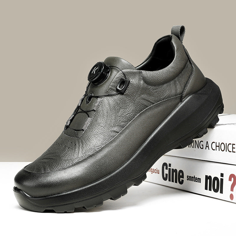 Men's Rotating Buckle Lightweight Breathable Outdoor Hiking Leather Shoes