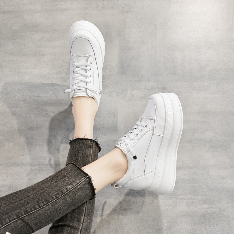 Women's White Summer Thick Bottom Leisure Platform Sneakers