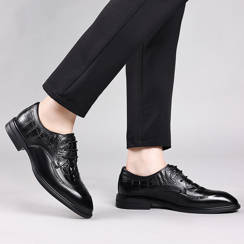 Men's Business Formal Classic Crocodile Pattern Pumps Leather Shoes