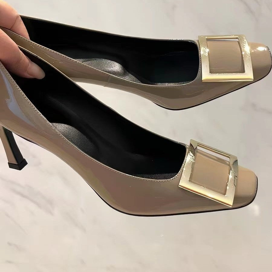 Women's Stiletto Metal Square Buckle High Niche Comfortable Light Luxury Not Heels