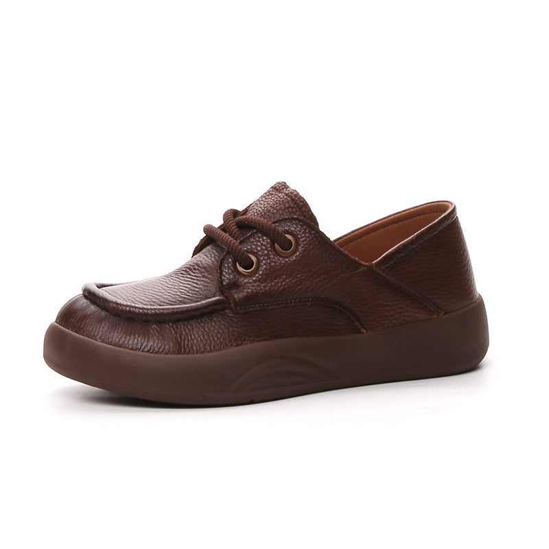 Women's Autumn Genuine Retro Handmade Leisure Thick Loafers