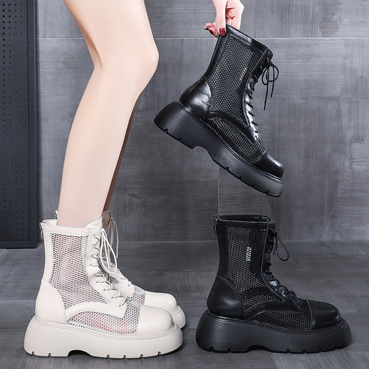 Women's Summer Thin Breathable Thick Mesh British Boots