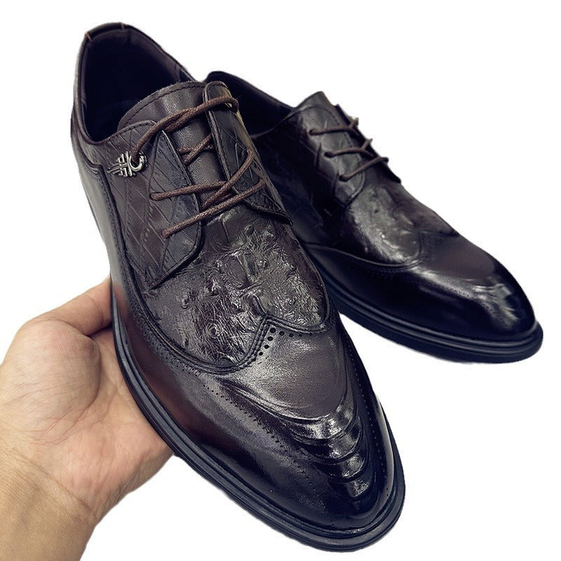 Men's Brogue British Wild Breathable Handmade Wedding Men's Business Leather Shoes