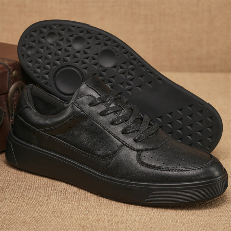 Men's Trendy Genuine Black Raise The Bottom Leather Shoes