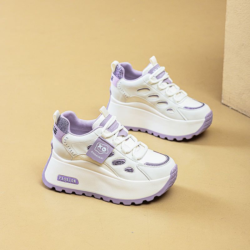 Women's Platform White Height Increasing Pumps Casual Shoes