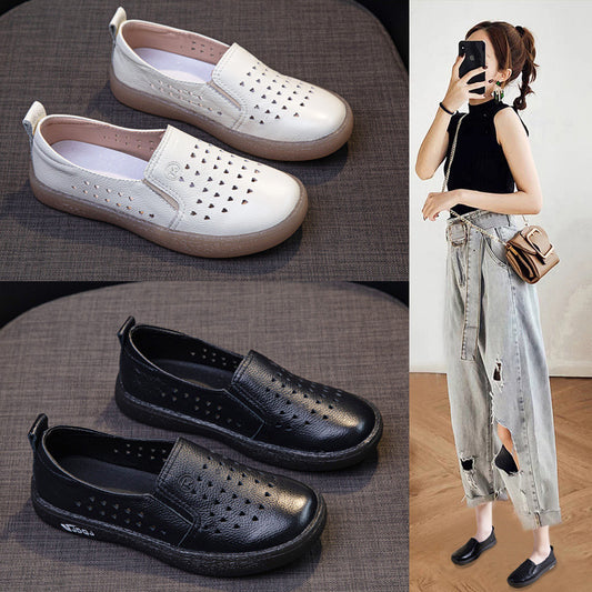 Women's White Breathable Low-cut Mom Slip-on Nurse Casual Shoes
