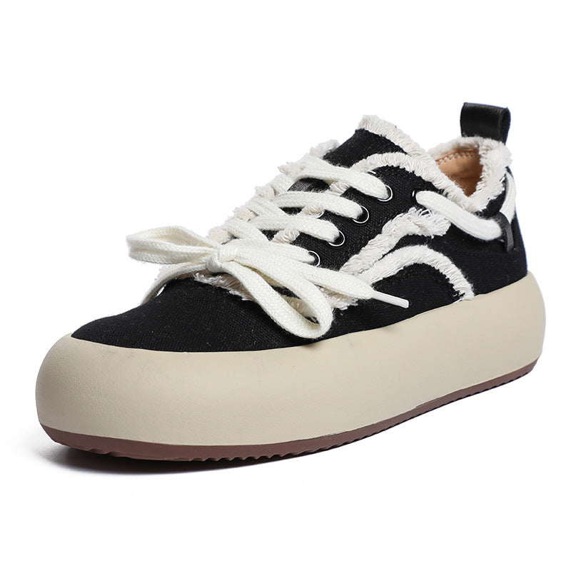 Women's Spring White Thick Bottom Vintage Bread Sneakers