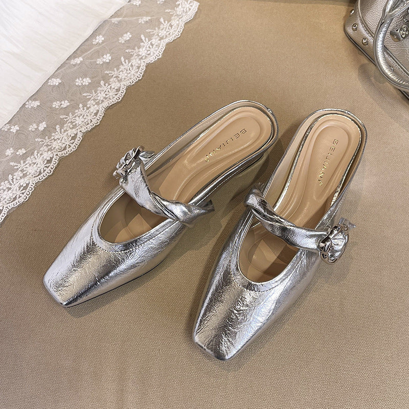 Women's French Style Soft Half Chunky Low Heels