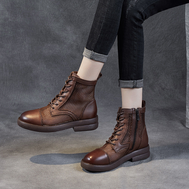 Women's Spring Breathable Mesh Booties British Retro Boots