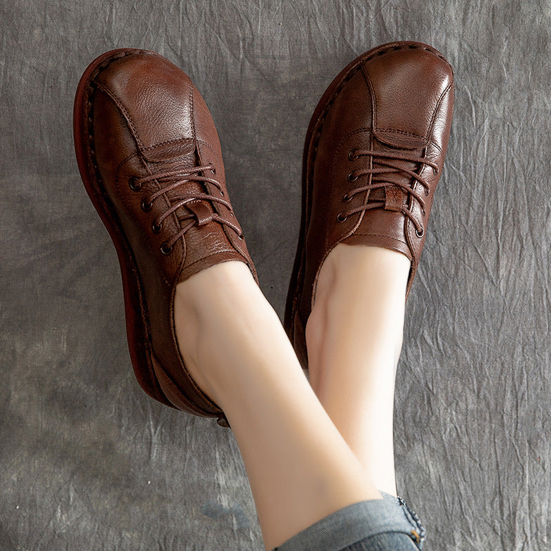 Women's High-cut Retro Lace Up Brushed Pumps Casual Shoes