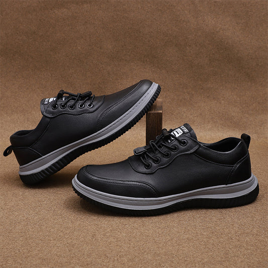 Men's Summer Breathable Black Business Fashion Sports Leather Shoes