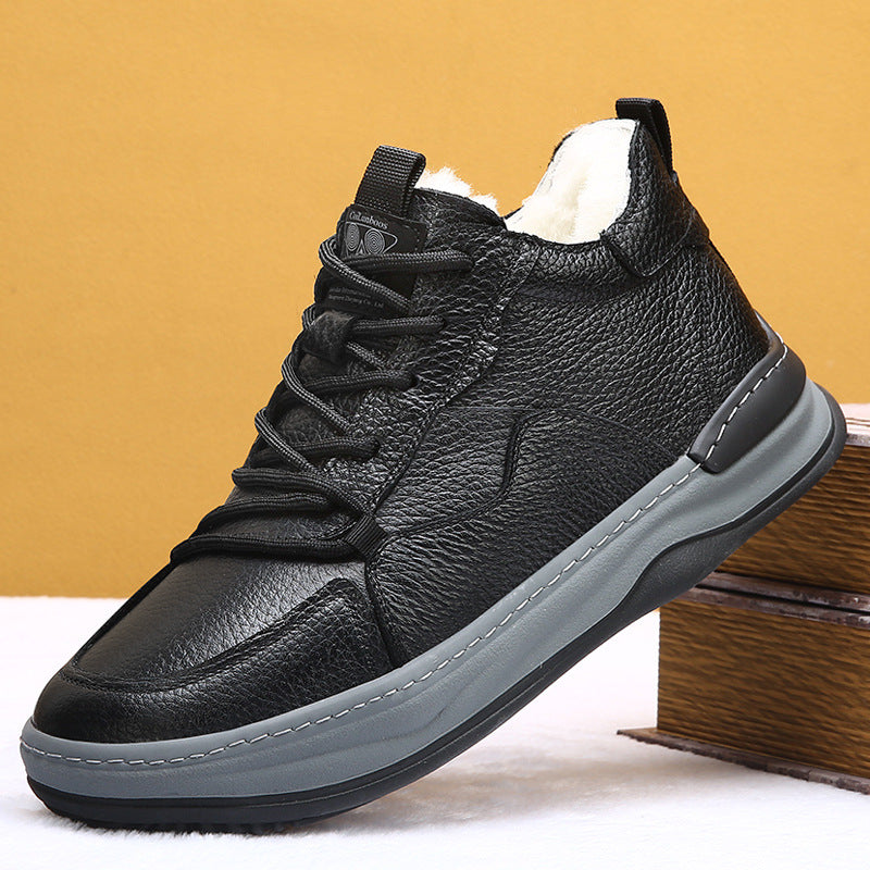 Men's Woolen Sheepskin Fur Integrated Rubber Cotton Men's Casual Leather Shoes