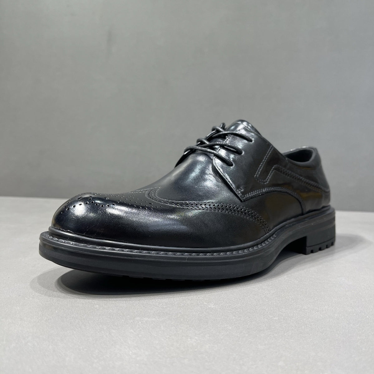 Men's Cattlehide Fashion Brogue British Black Low Leather Shoes