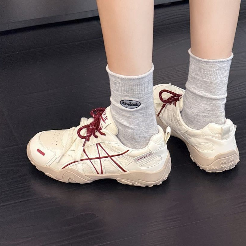 Spring Elevator Wild Soft Bottom Running Thick German Training Embroidery Women's Sports Shoes