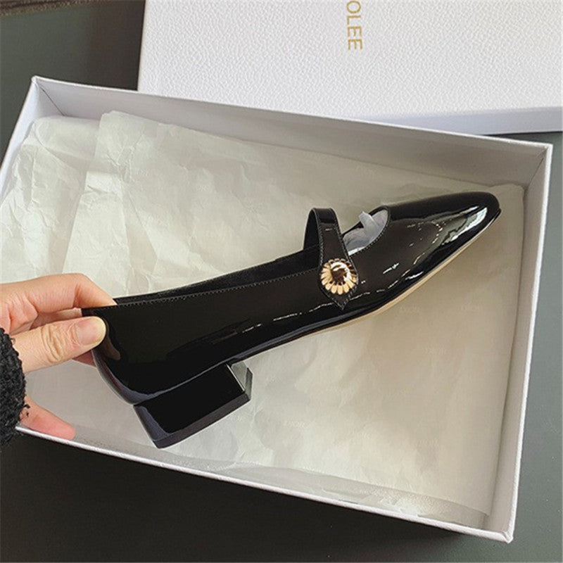 Women's Genuine Thick Bottom Vintage Shallow Mouth Round Women's Shoes