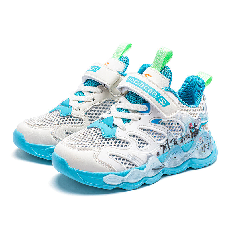 Children's Single Mesh Summer Trendy Buttoned Running Kid's Sneakers