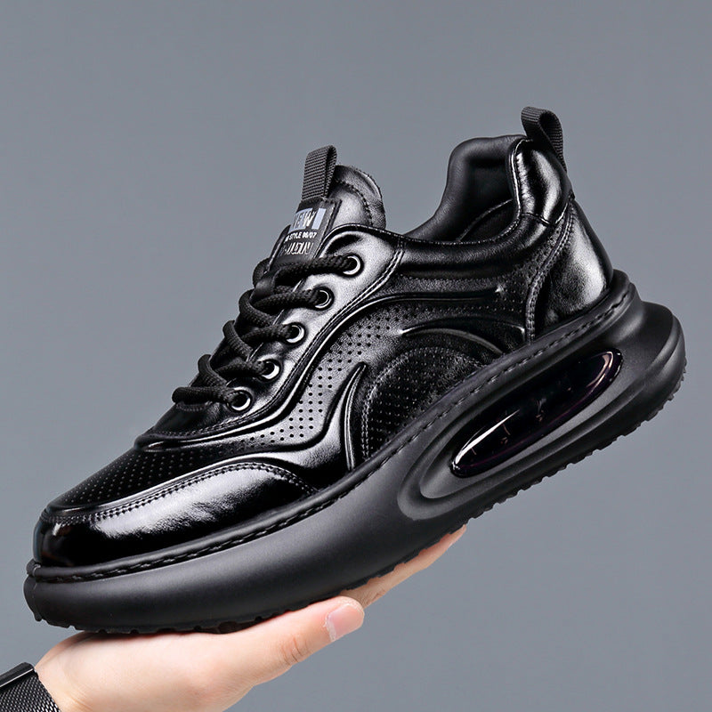 Men's Genuine Breathable White Hollow Hole Cushion Insole Leather Shoes