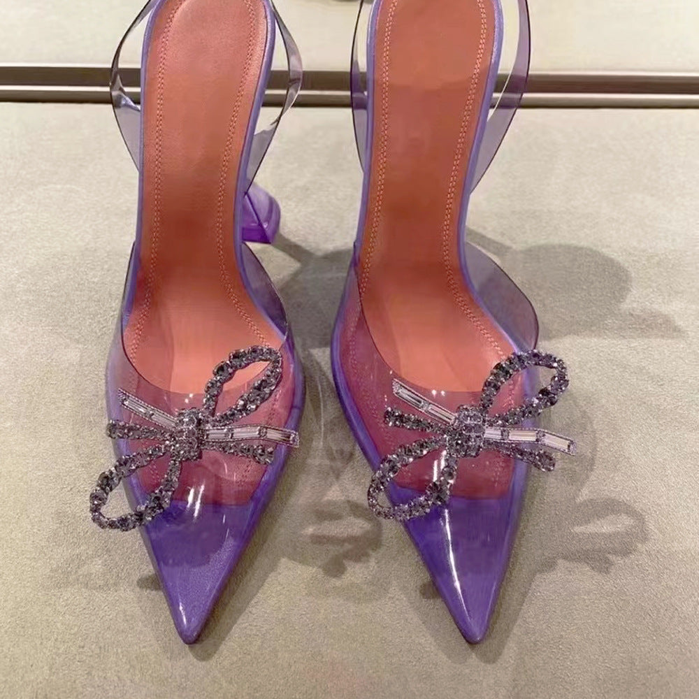 Pointed Transparent Cool Summer Butterfly Rhinestone Heels