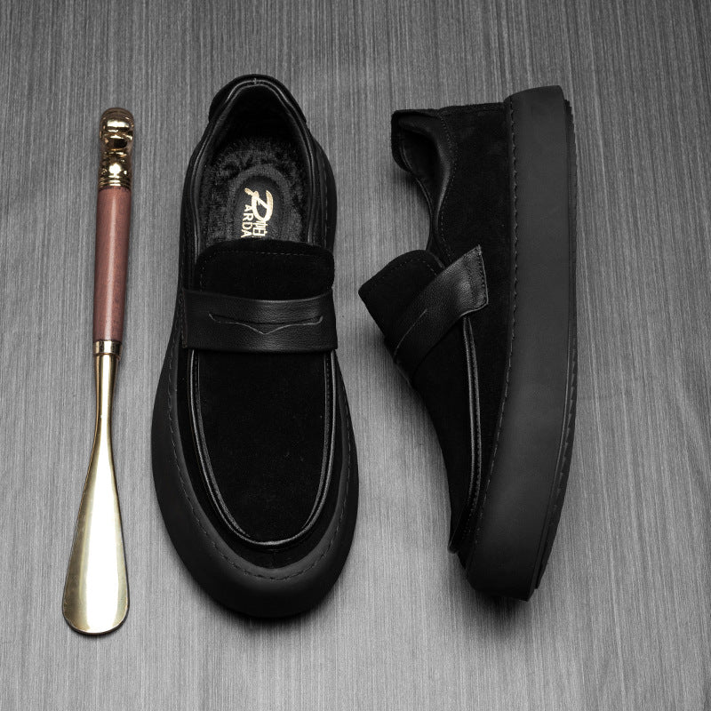 Men's With Veet Business First Layer Cowhide Leather Shoes