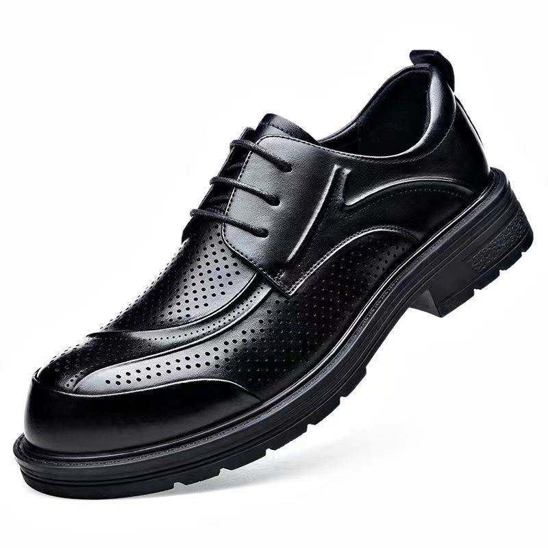 Men's Hollow Business Formal Versatile Breathable Genuine Leather Shoes