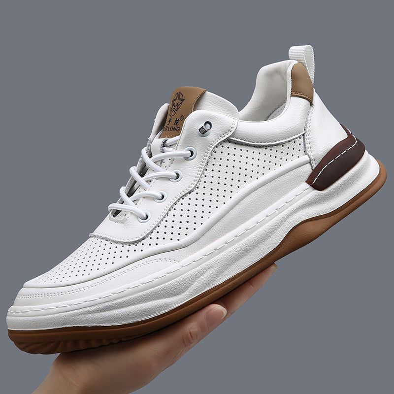 Men's Genuine Spring Fashion Head Tilt White Thick Bottom Men's Board Shoes