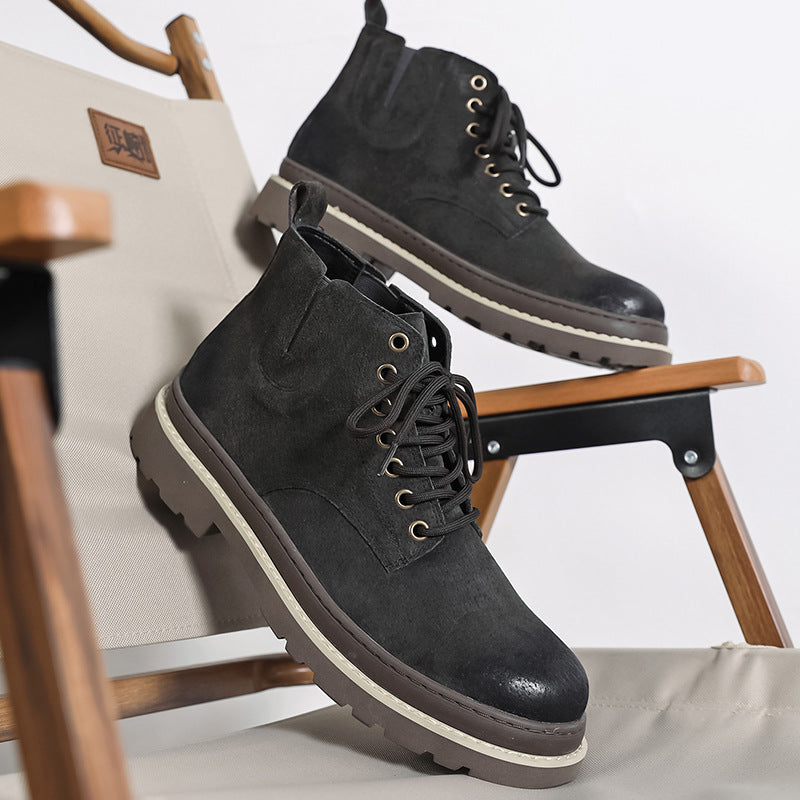 Big Head Low Tube Round Suede Boots