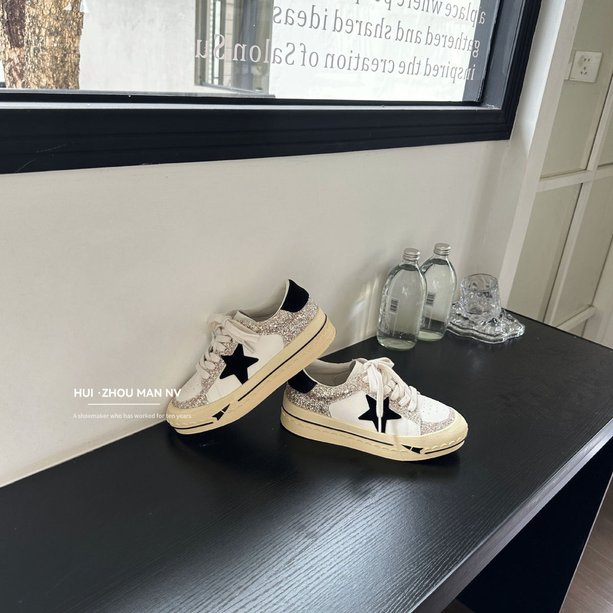Women's Retro Sier White Thick Sole Height Women's Sports Shoes