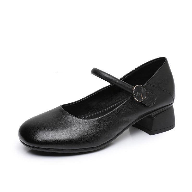 Women's Toe Kitten Comfortable Thick Small Size Velcro Buckle Loafers