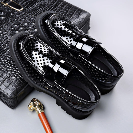 Men's Platform Summer Trend Cowhide Slip-on Oversized Leather Shoes