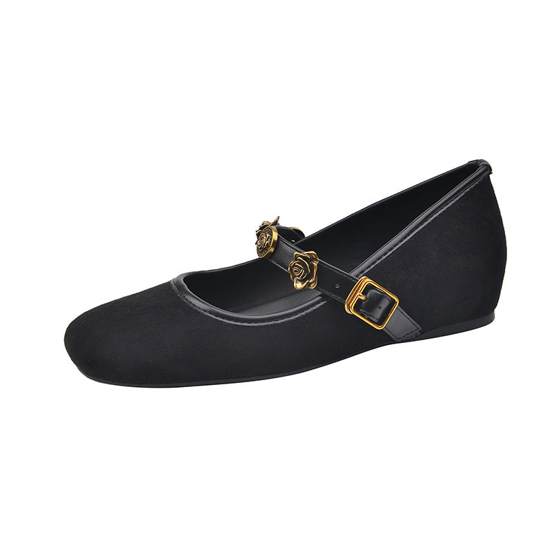 Women's Elegant Square Toe Korean Style Retro Low-cut With Hidden Women's Shoes