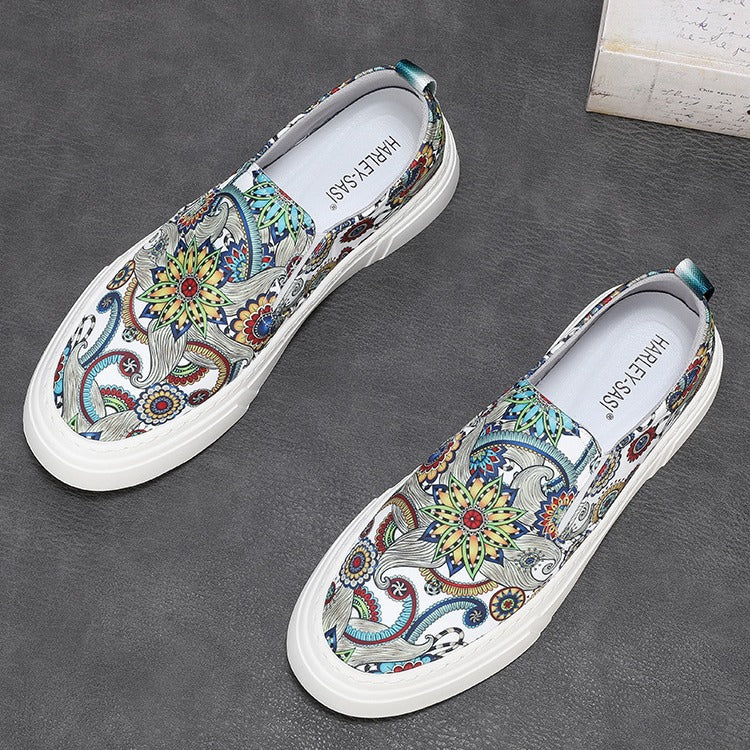 Men's British Style Breathable Cloth One Pedal Canvas Shoes