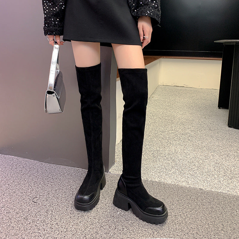Women's Platform Thick Sole Increased Over The Knee Thin Leggings Boots