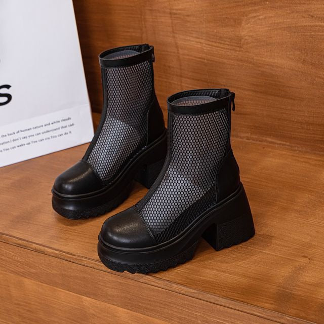 Women's Hollow Martin For Genuine Elevator Breathable Muffin Boots