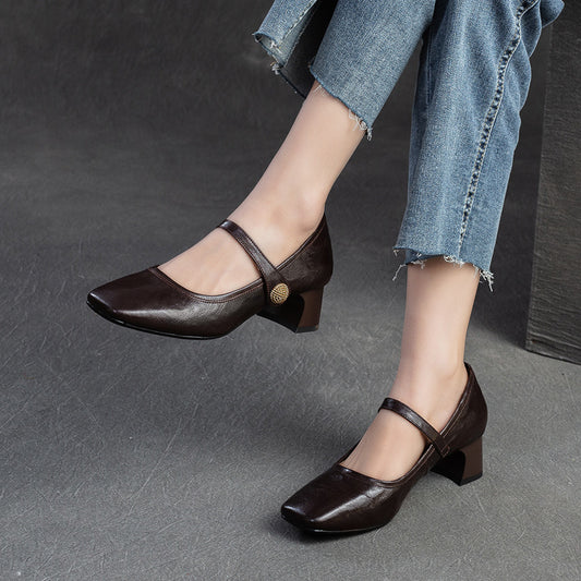 Women's With Mary Jane Vintage Low-cut Pumps Casual Shoes