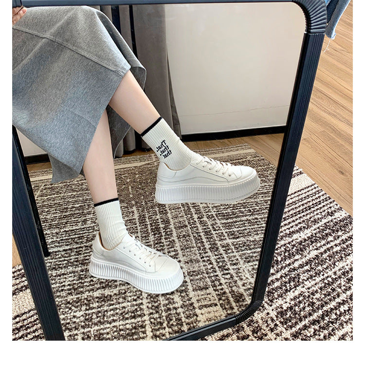 Shape Thick Bottom White Pumps Korean Style Sneakers